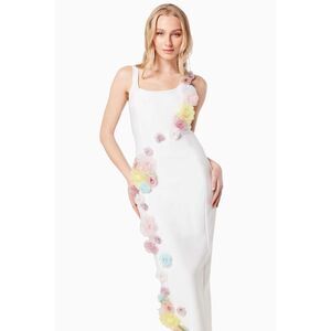 Elliatt Motif 3D Flower Midi Dress - Ivory bachelorette party size L NWT $299